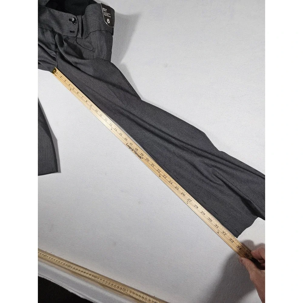 The Limited Drew Fit Bootcut Dress Pants Black White Micro Check Size 6R New